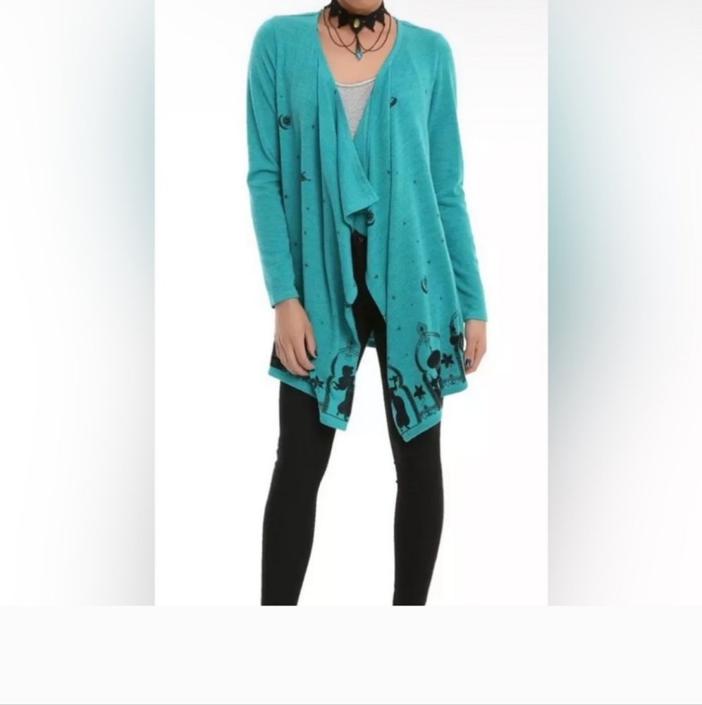 Disney Aladdin Jasmine Teal Open Cardigan- size Small